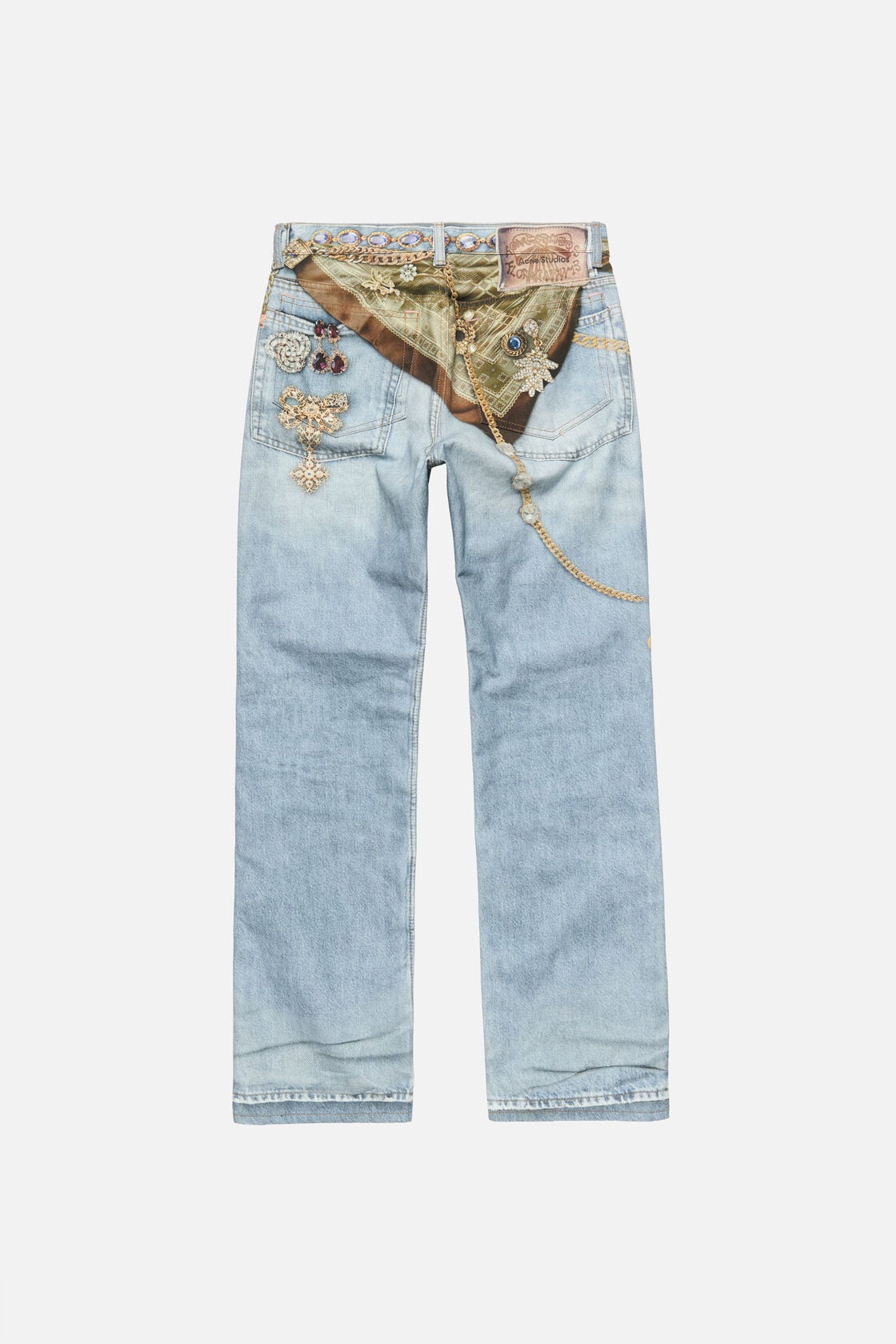 Trompe-l'œil jewellery jeans - Light blue