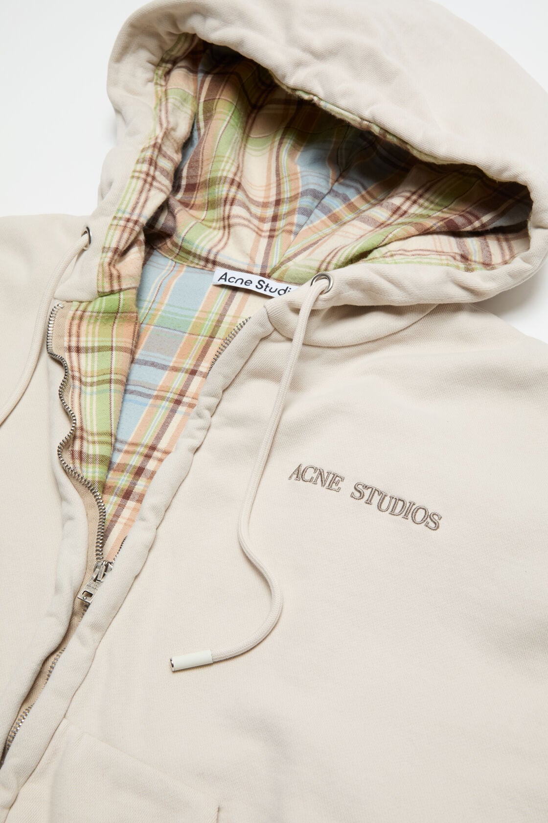 Fleece hoodie with logo - Pebble beige