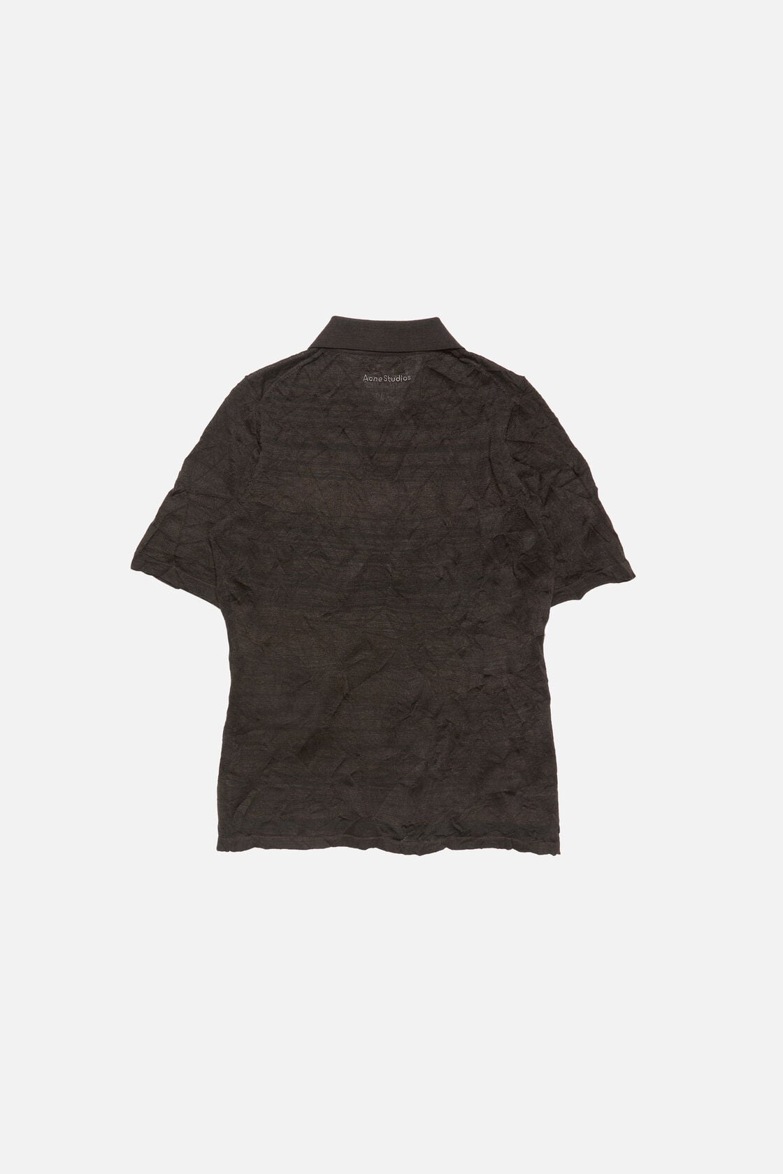 Silk polo knit - Dark brown melange
