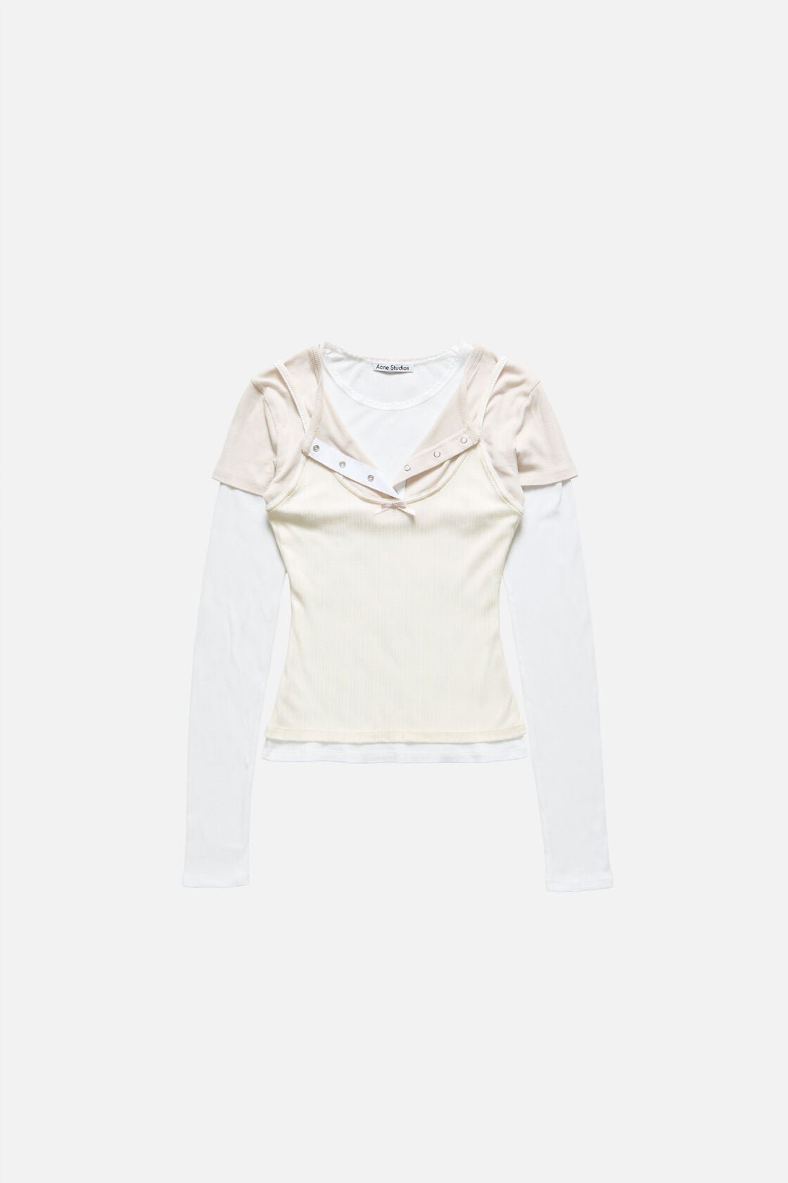 Layered jersey shirt with bow - White/Off White