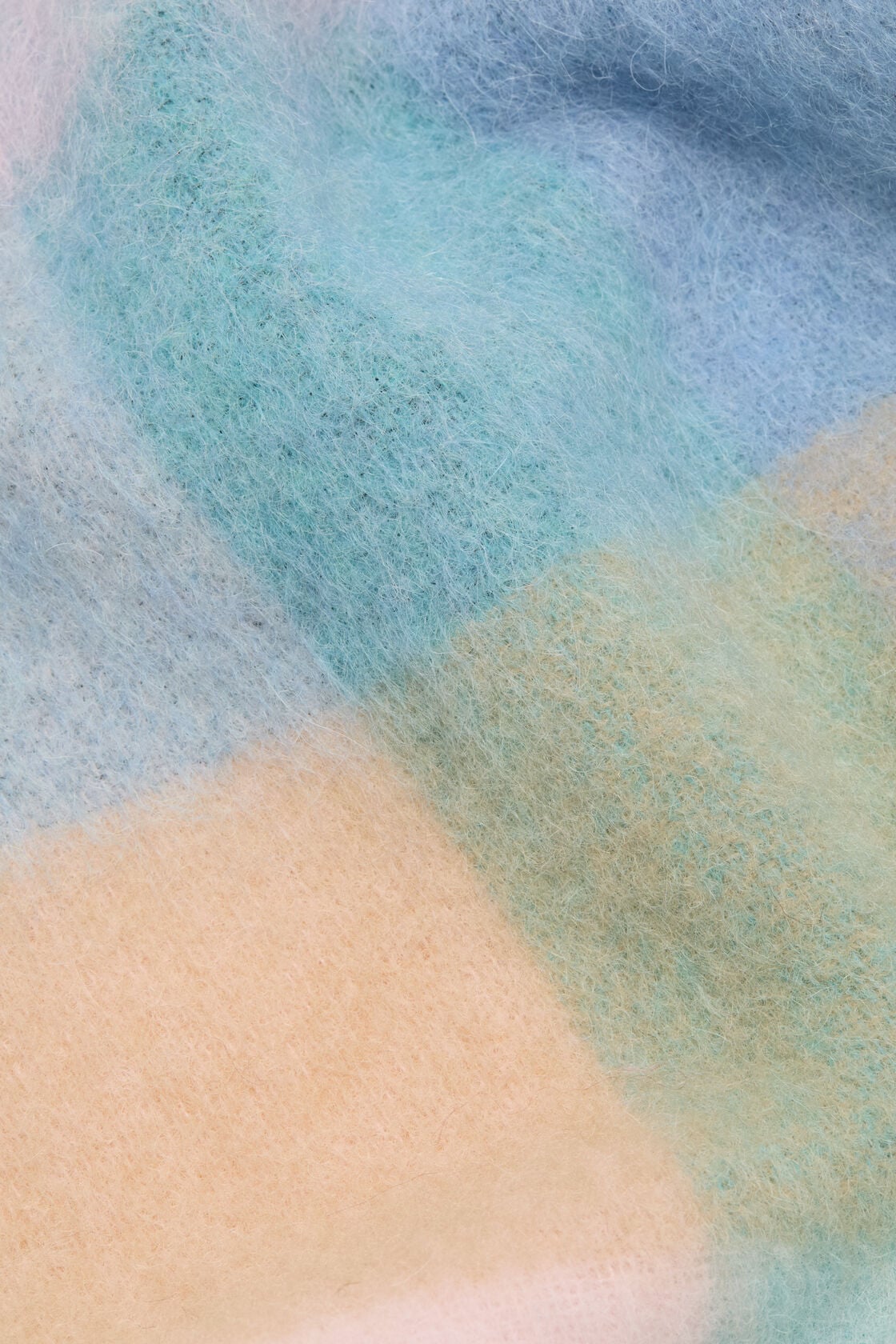 Mohair Check Scarf - Baby blue/Pink/Aqua
