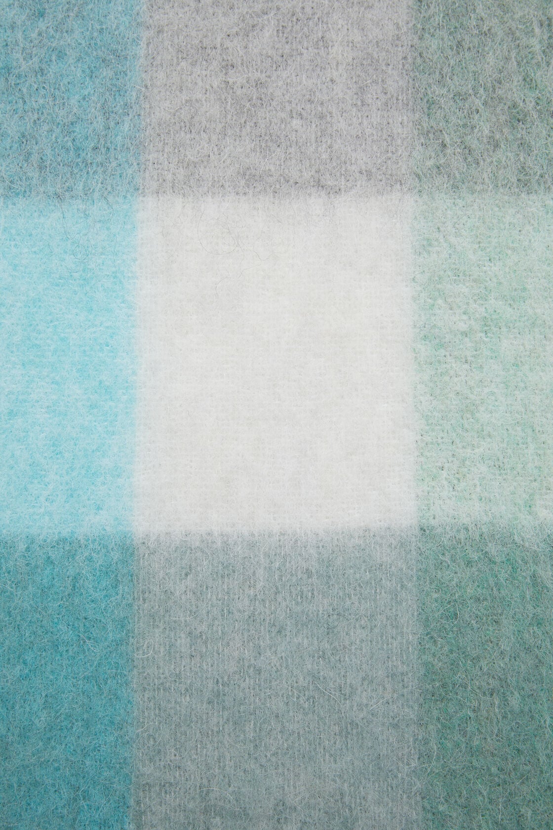 Mohair checked scarf - Turquoise/Grey/Mint Green