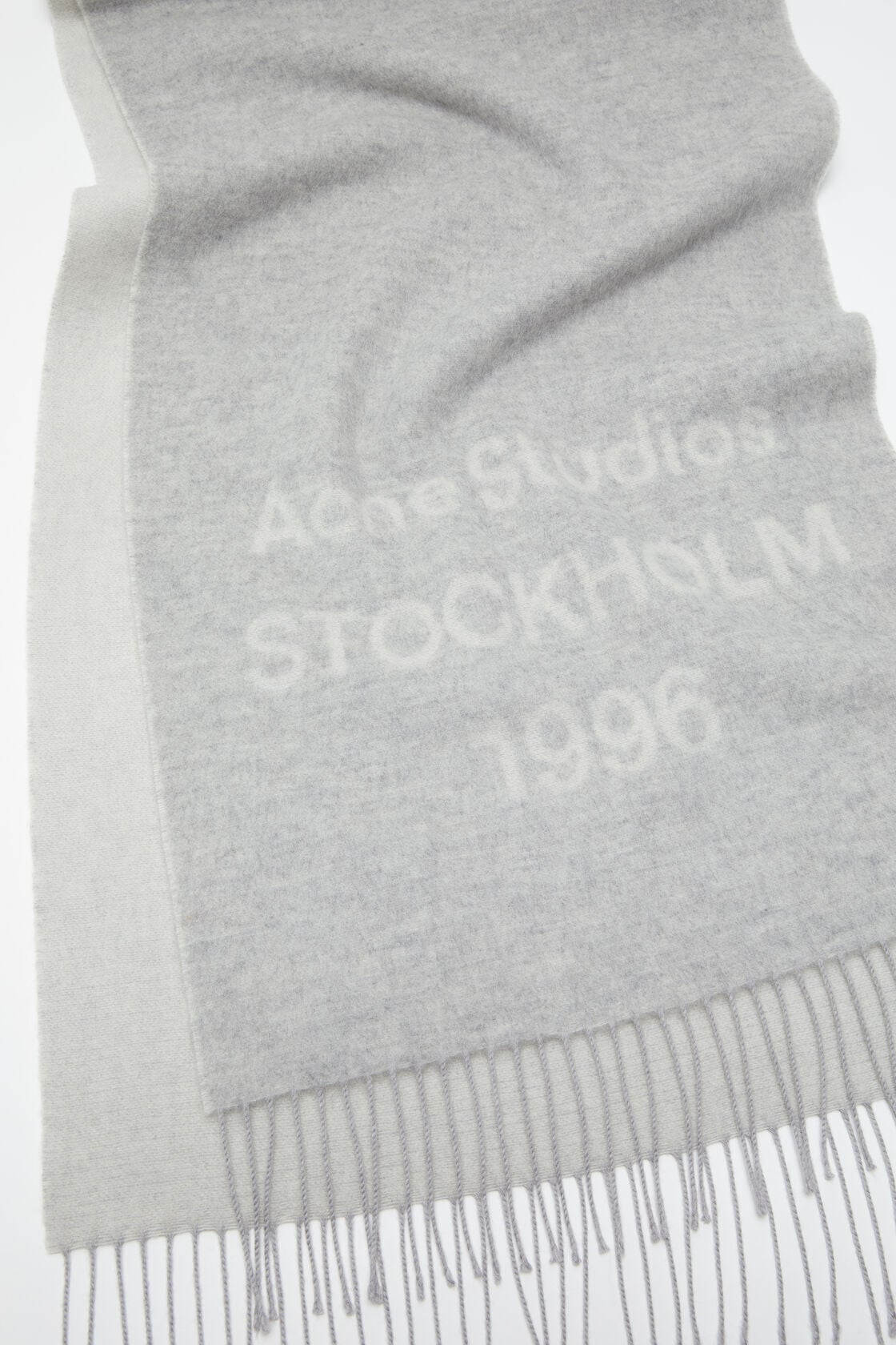 Logo scarf - Wide - Light Grey Melange / White