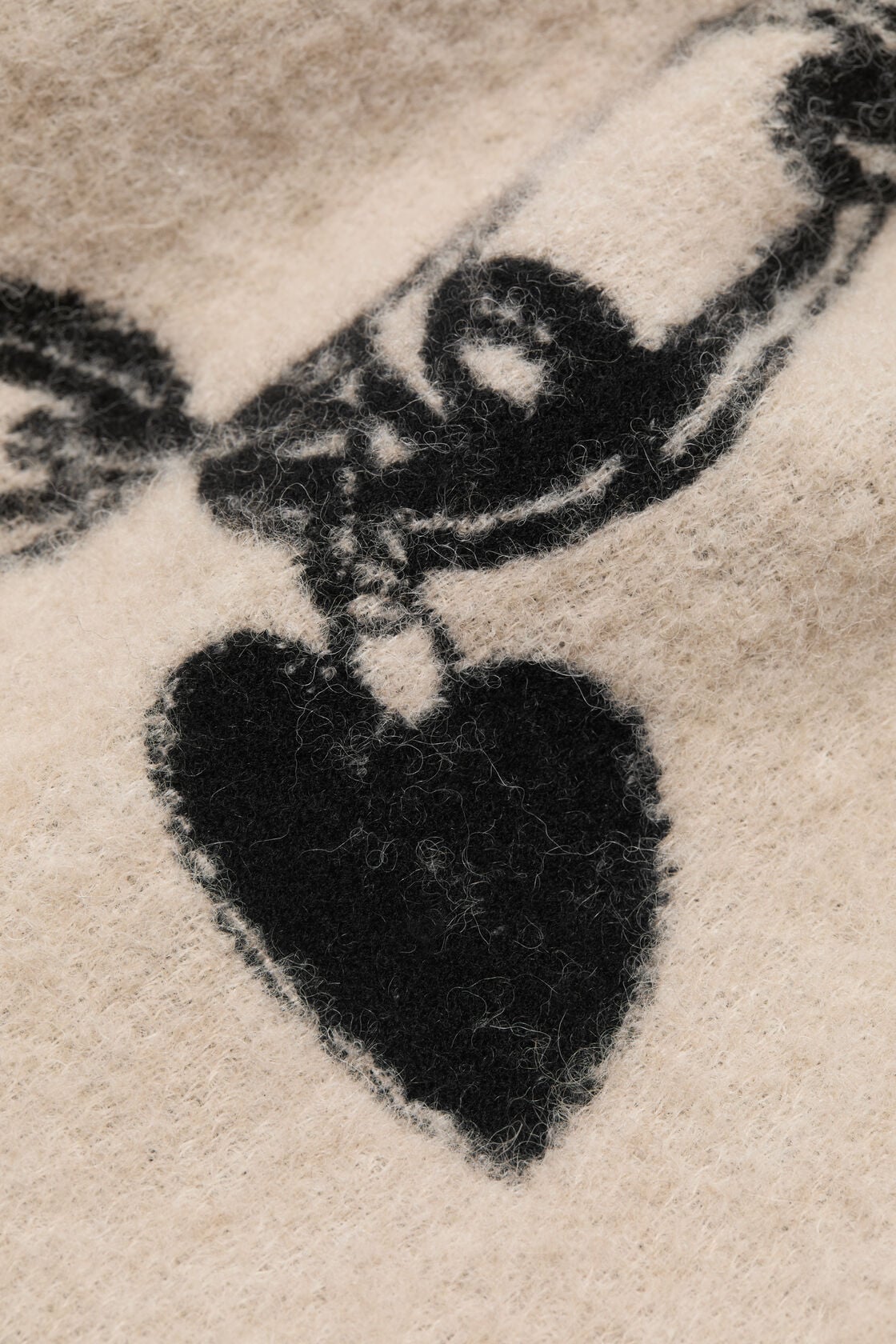 Chain logo wool scarf - Beige/black