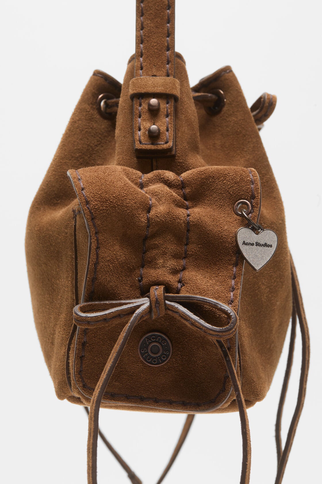 Multipocket mini bucket bag - Cognac brown
