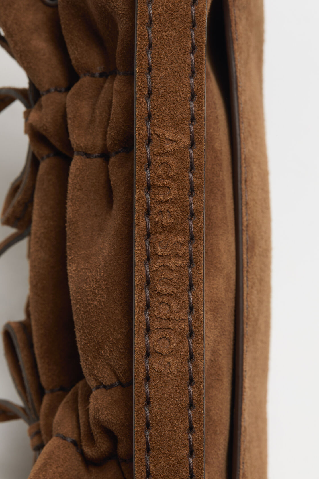 Multipocket suede micro bag - Cognac brown