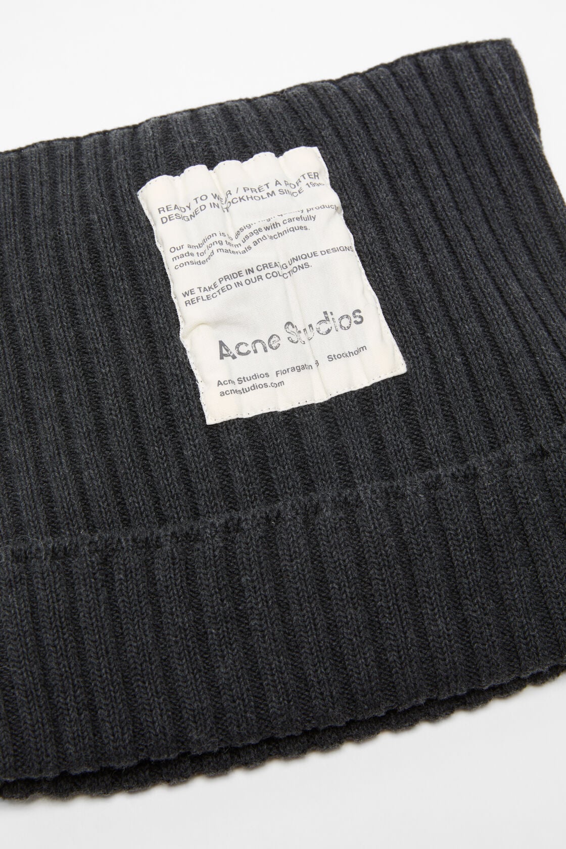 Ribbed square beanie - Dark grey melange