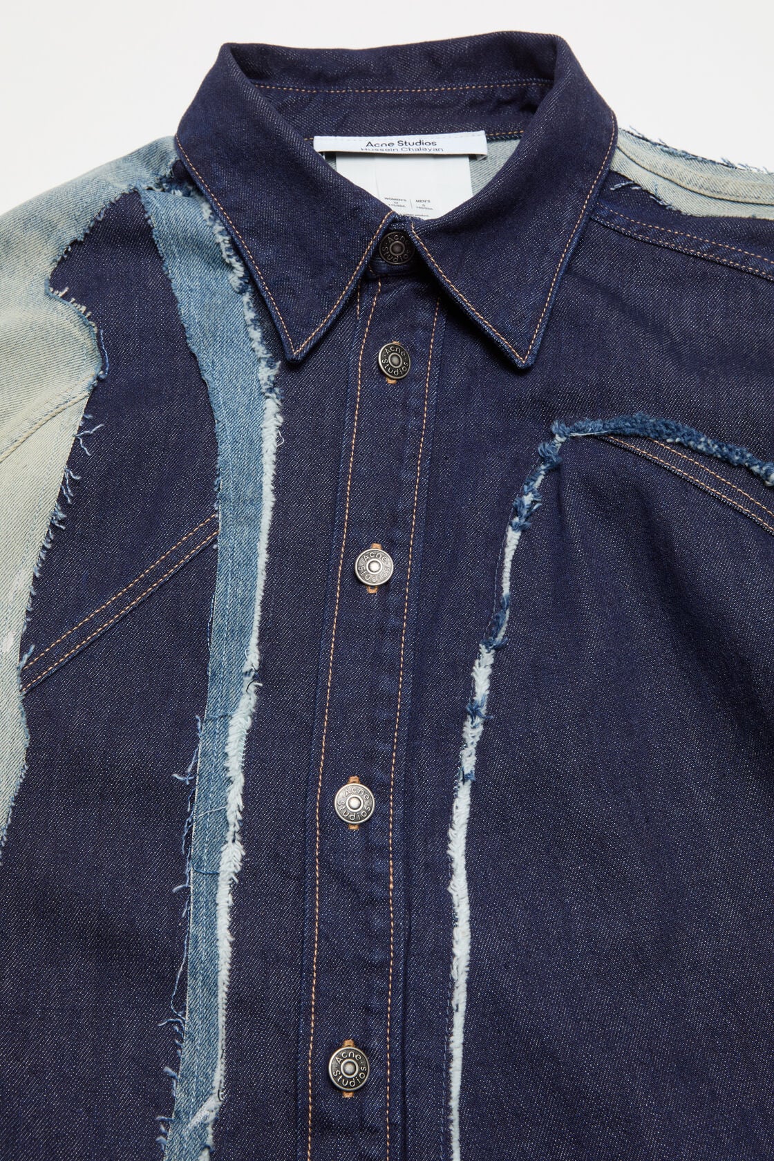 Patchwork Denim Shirt - Indigo/blue
