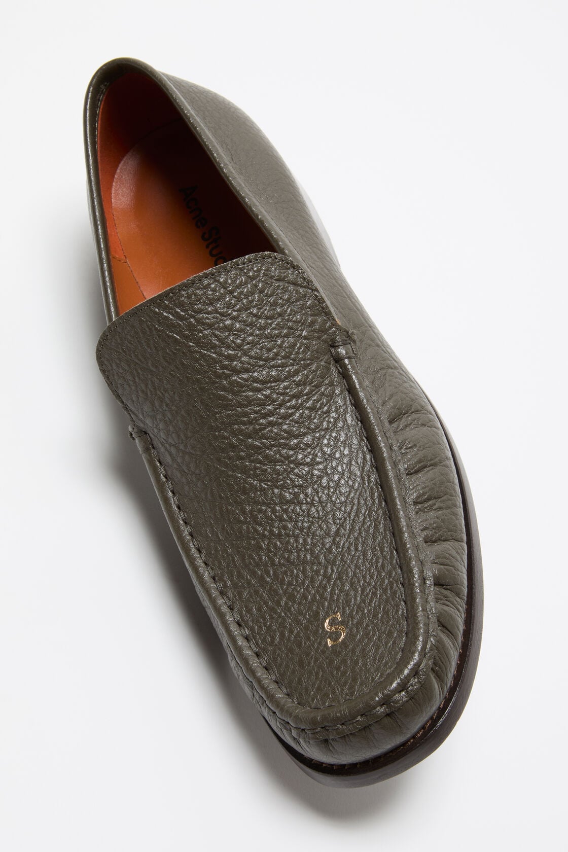 Grainy leather loafers - Khaki green