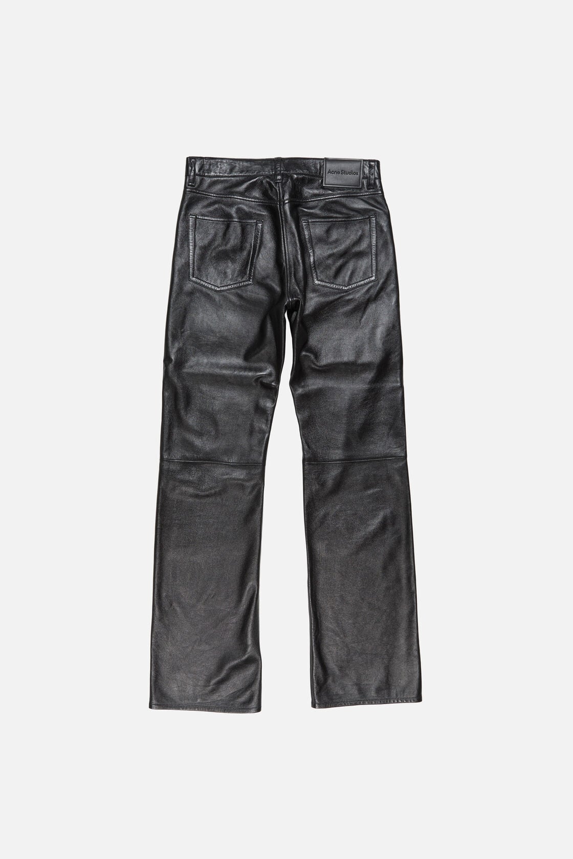Leather trousers - regular fit - Black