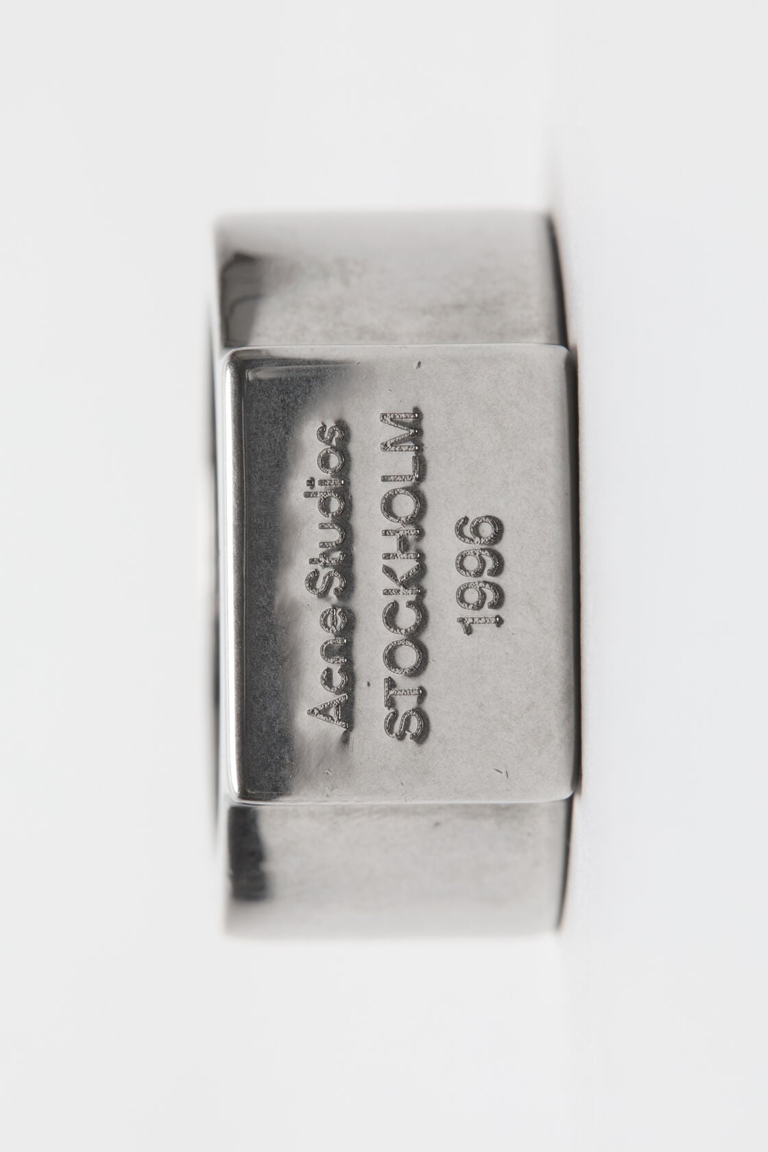 Logo engraved signet ring - Semi matt silver
