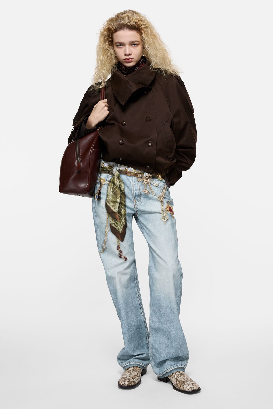 Trompe-l'œil jewellery jeans - Light blue