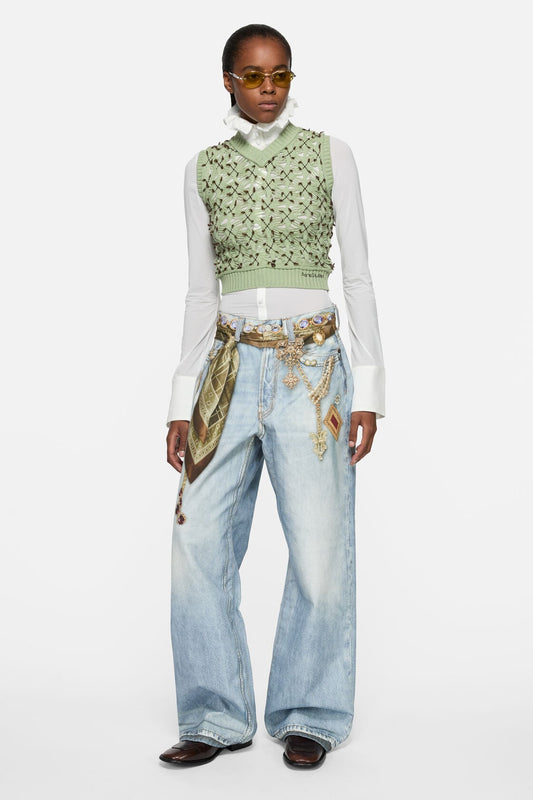 Trompe-l'œil jewellery jeans - 1981 - Light blue