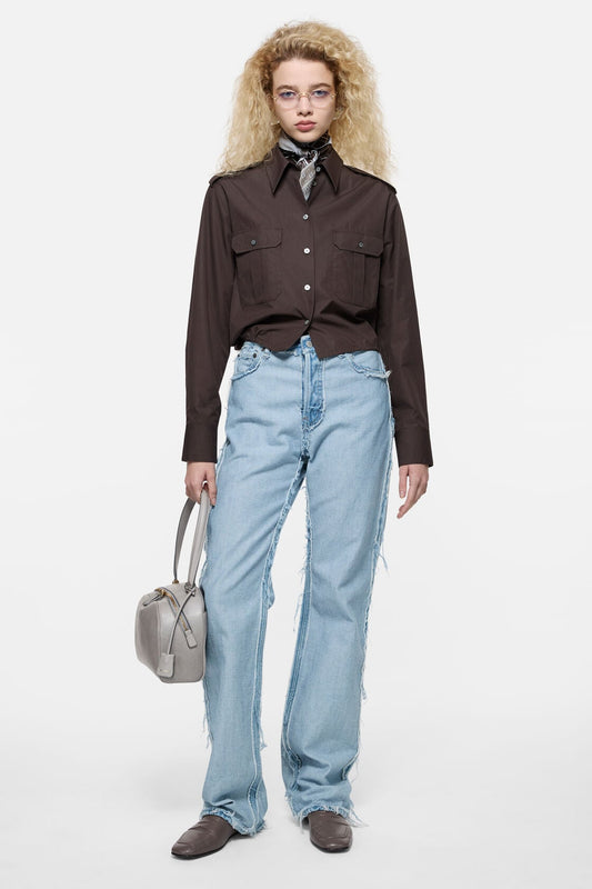 Frayed denim jeans - Light blue