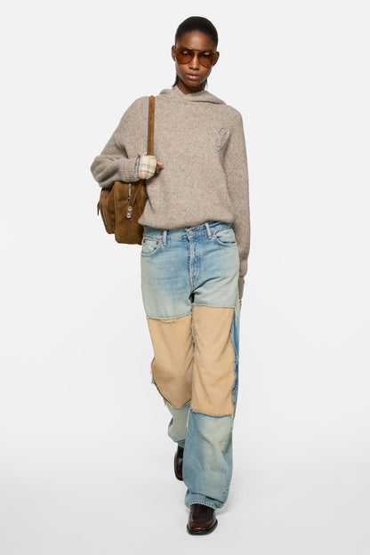 Suede Panel Jeans - Light blue