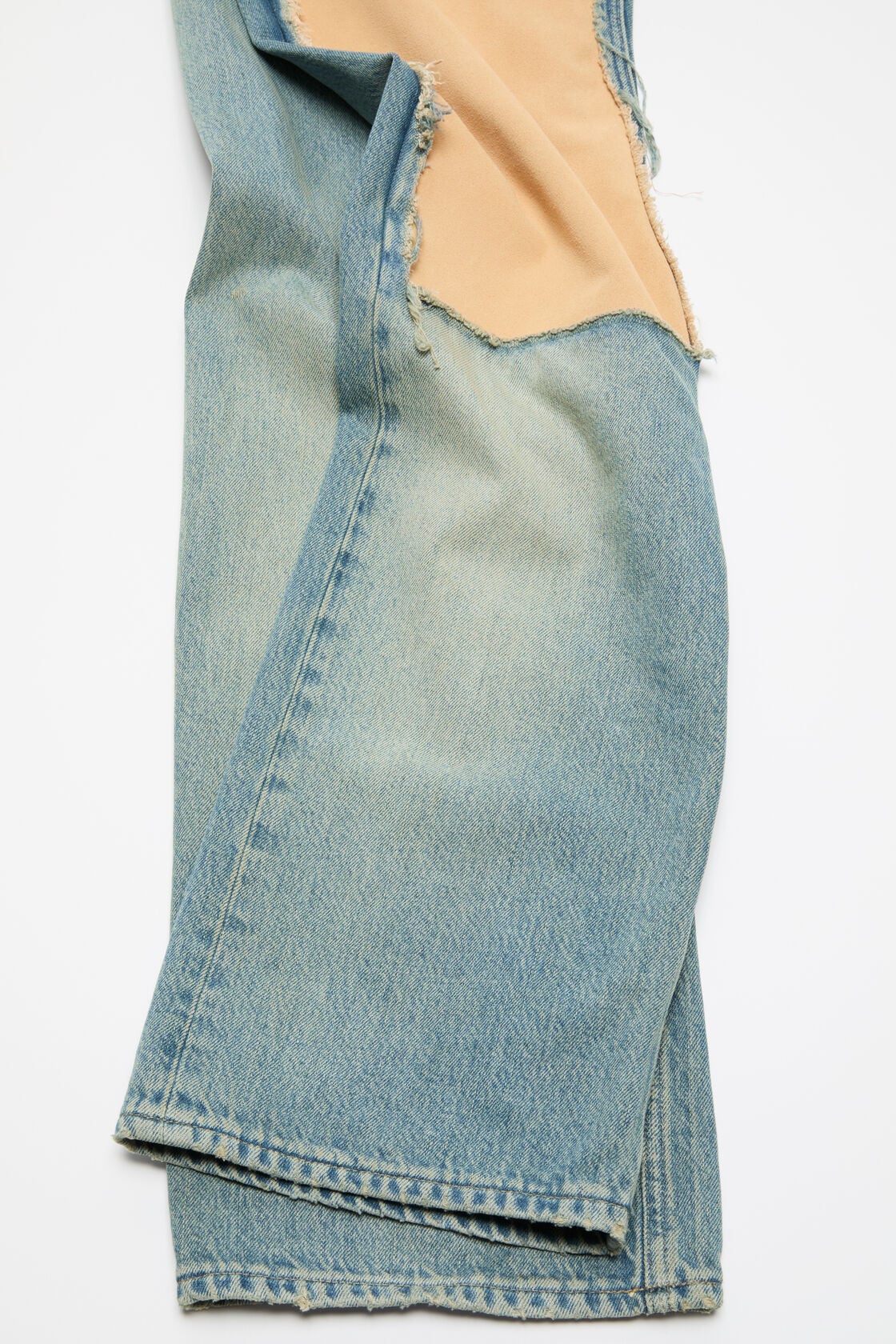 Suede Panel Jeans - Light blue