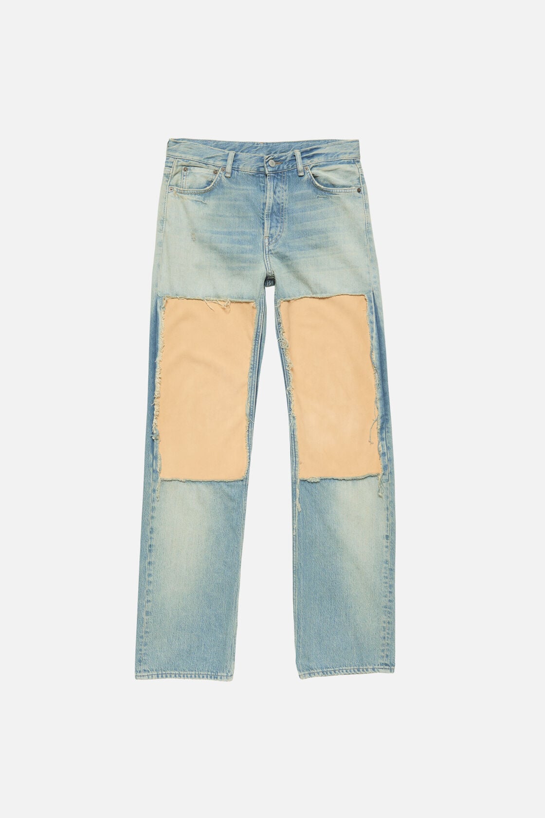 Suede Panel Jeans - Light blue