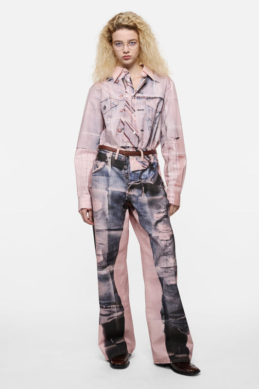 Trompe-l'œil photocopy jeans - 1981 - Pink/blue