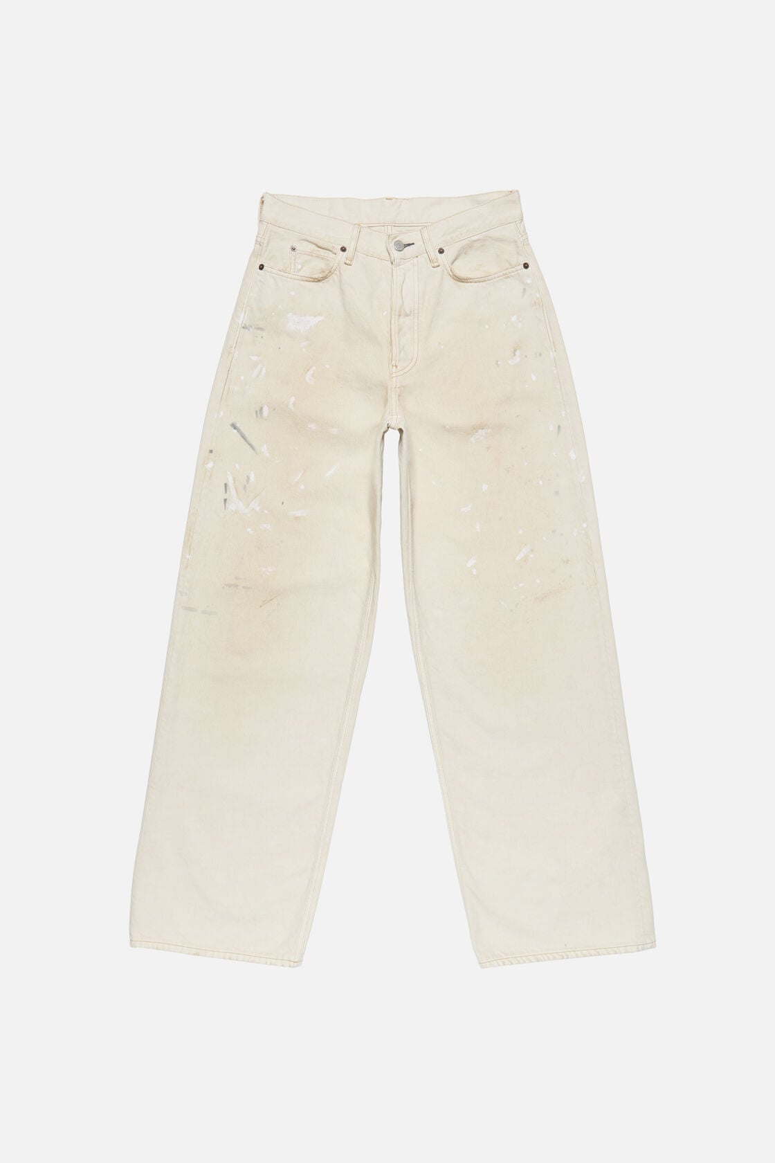Loose fit jeans with leather pockets - White