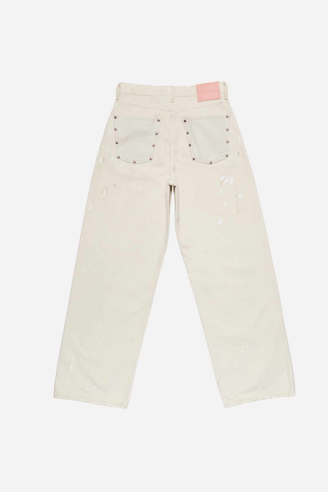 Loose fit jeans with leather pockets - White