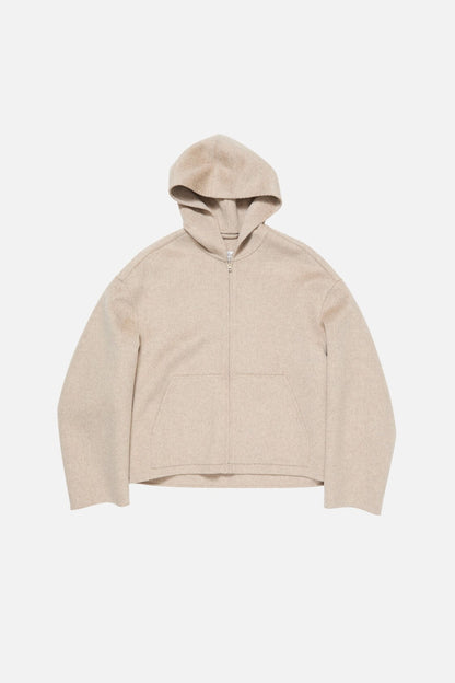 Cashmere jacket with hood - Oatmeal melange