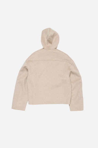 Cashmere jacket with hood - Oatmeal melange