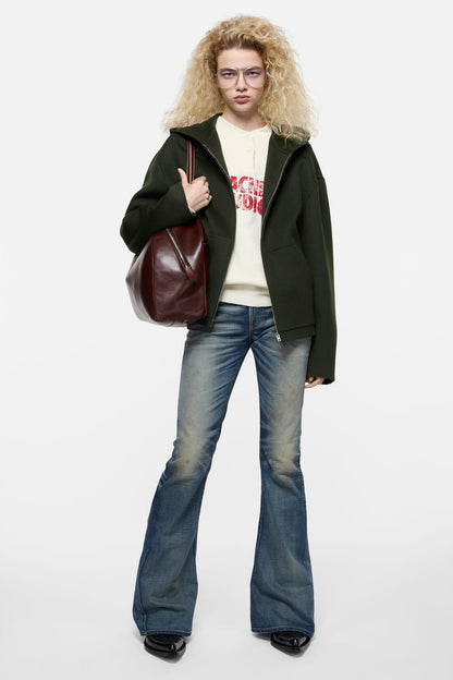 Cashmere jacket with hood - Dark green