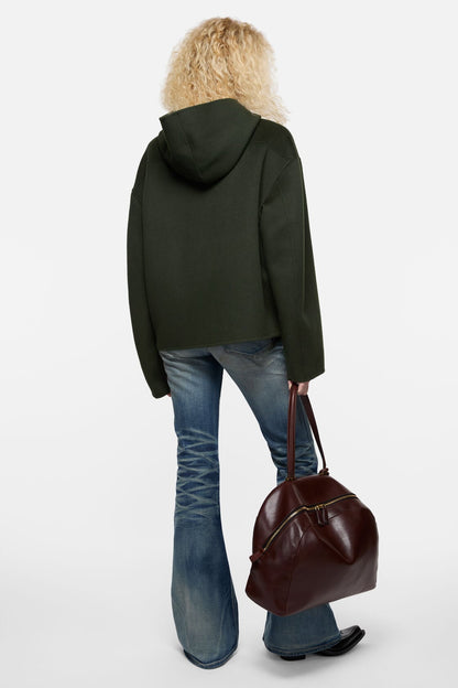 Cashmere jacket with hood - Dark green