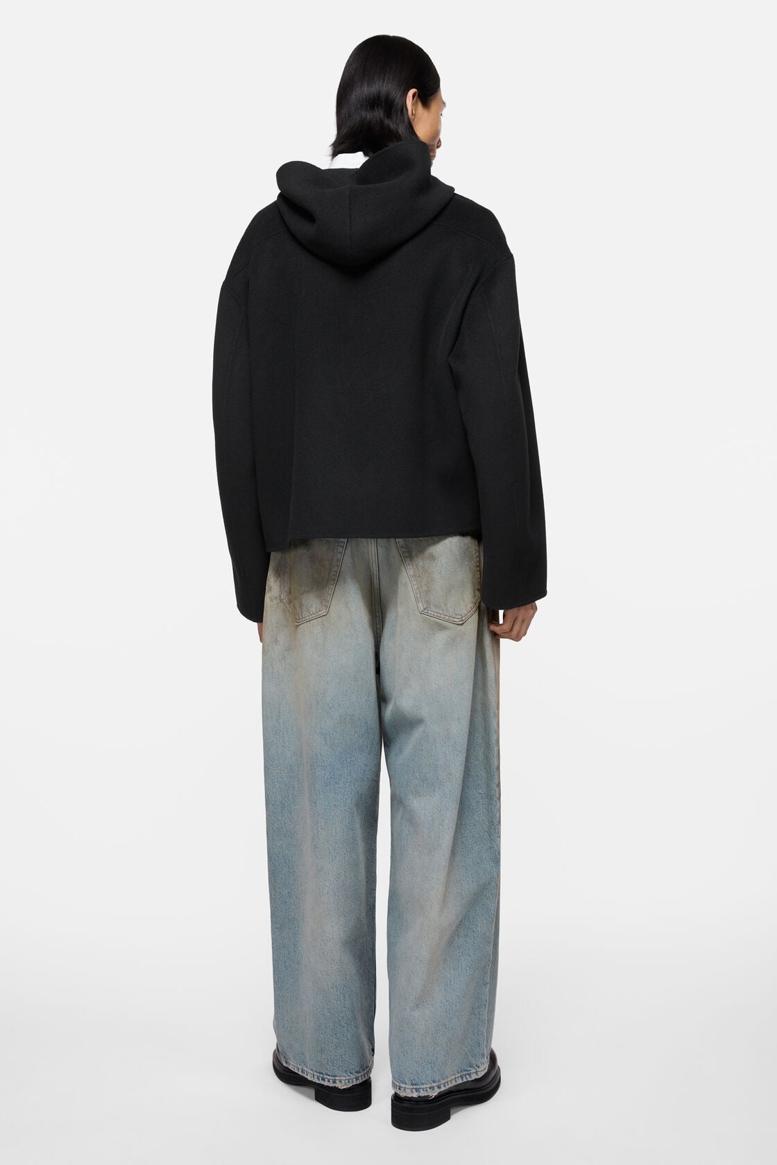 Cashmere jacket with hood - Black