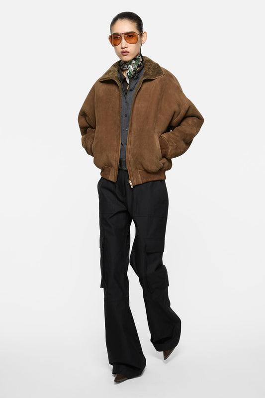 Shearling Bomber Jacket - Chestnut brown