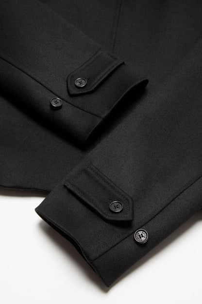 Satin-Wool Bomber Jacket - Black