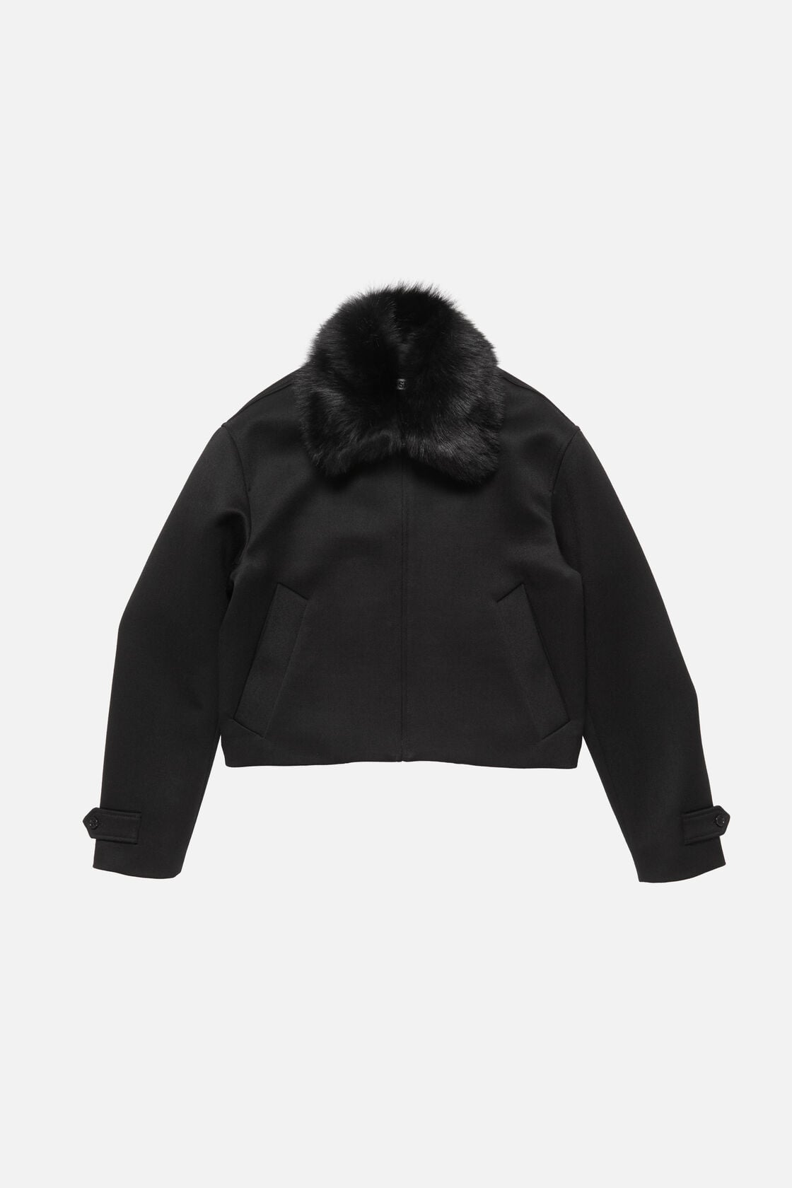 Satin-Wool Bomber Jacket - Black