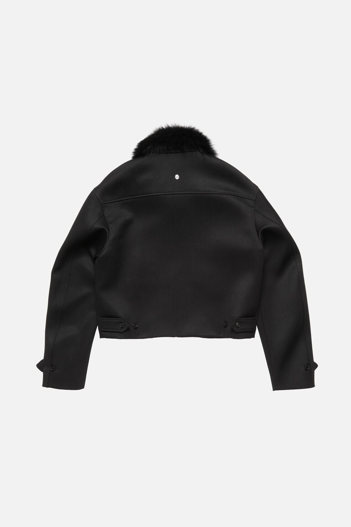 Satin-Wool Bomber Jacket - Black
