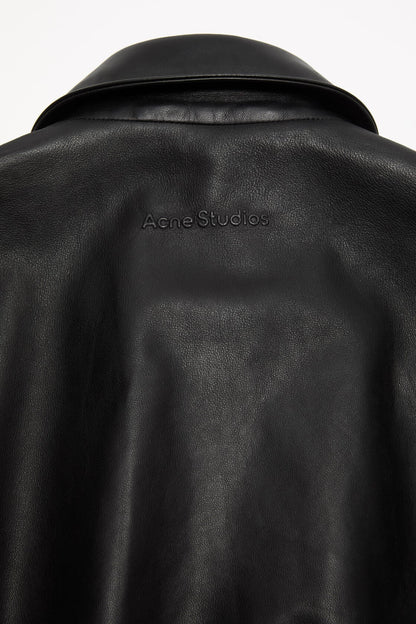 Leather bomber jacket - Black
