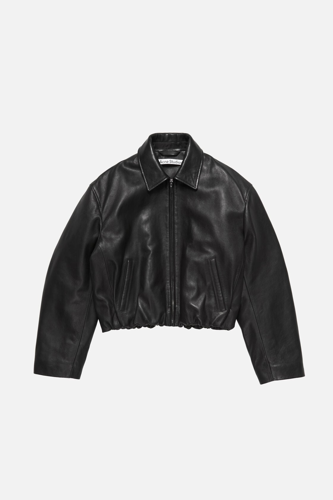 Leather bomber jacket - Black