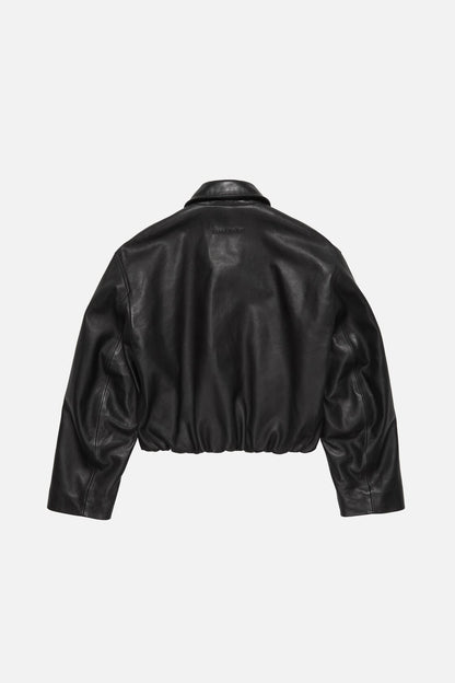 Leather bomber jacket - Black