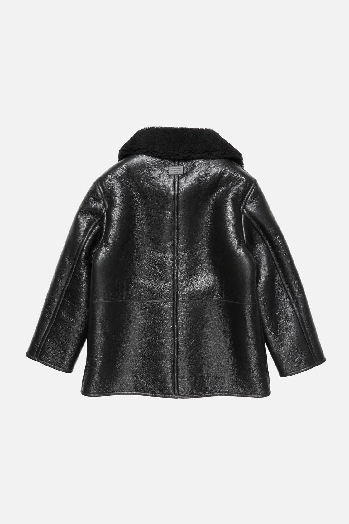 Leather Shearling Duffle Coat - Black