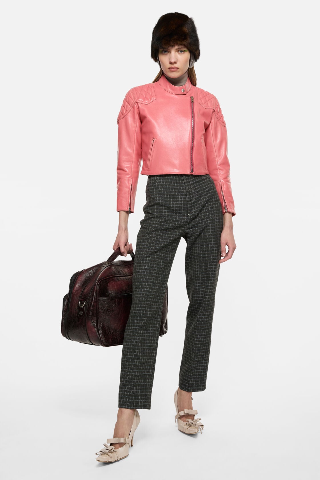 Leather biker jacket - Bubblegum pink