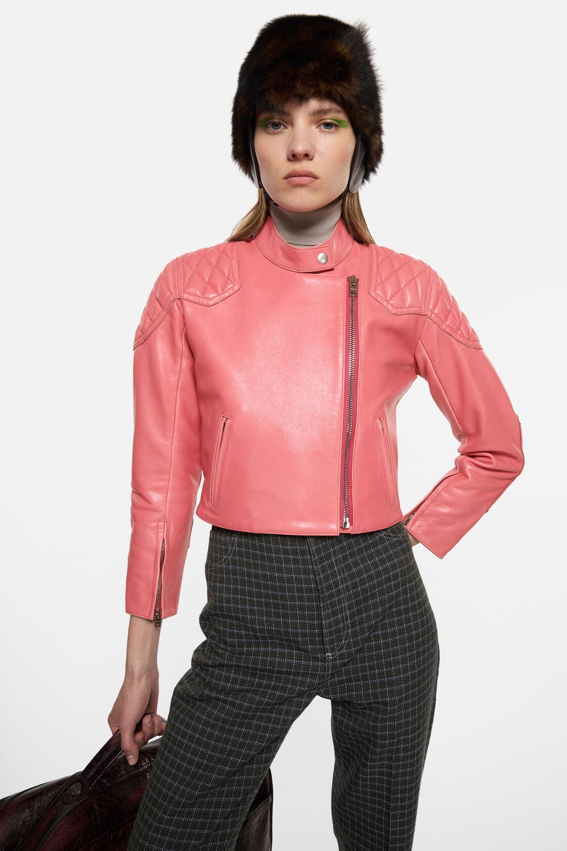 Leather biker jacket - Bubblegum pink