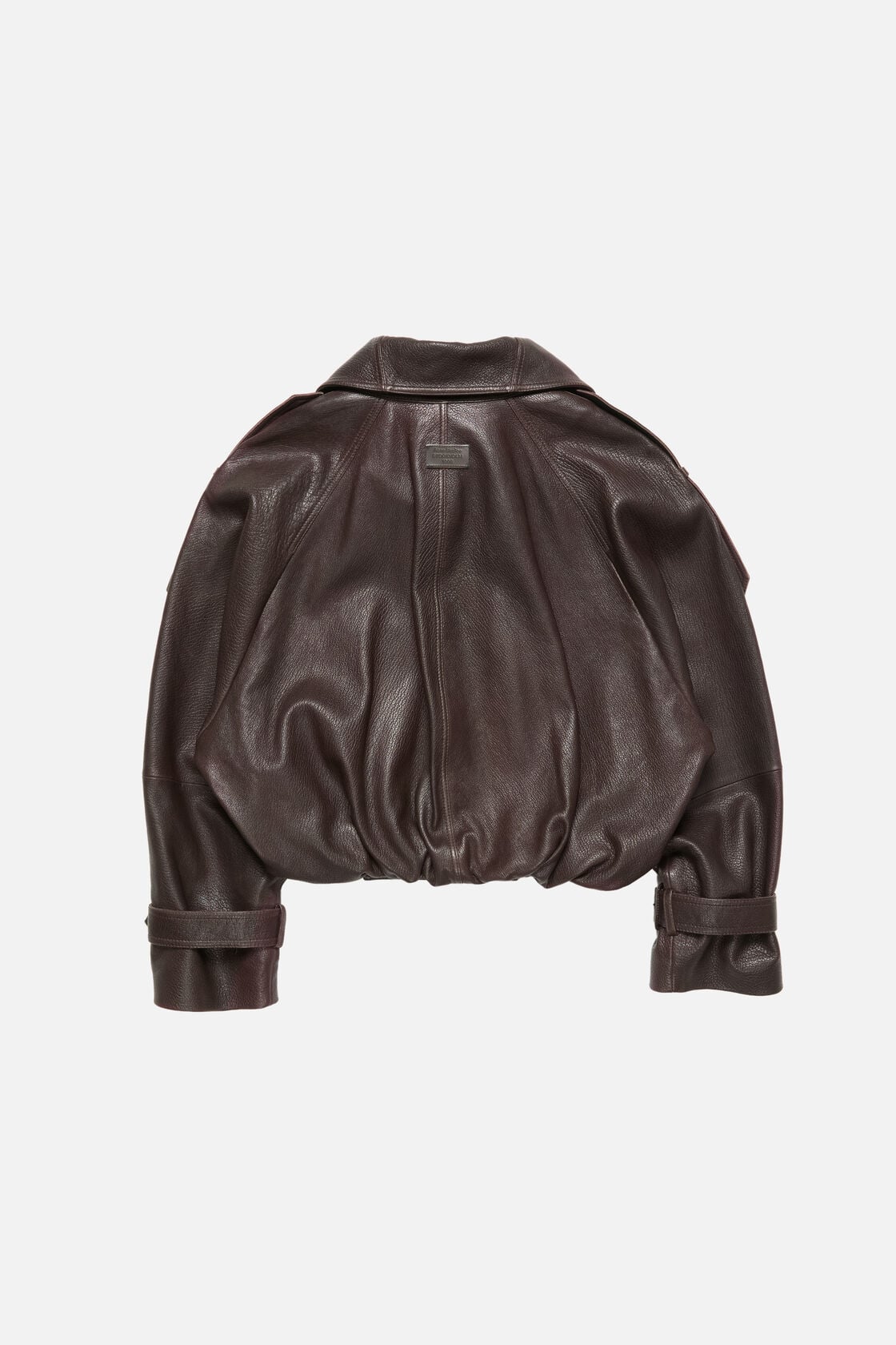 Cropped leather trench coat - Dark brown