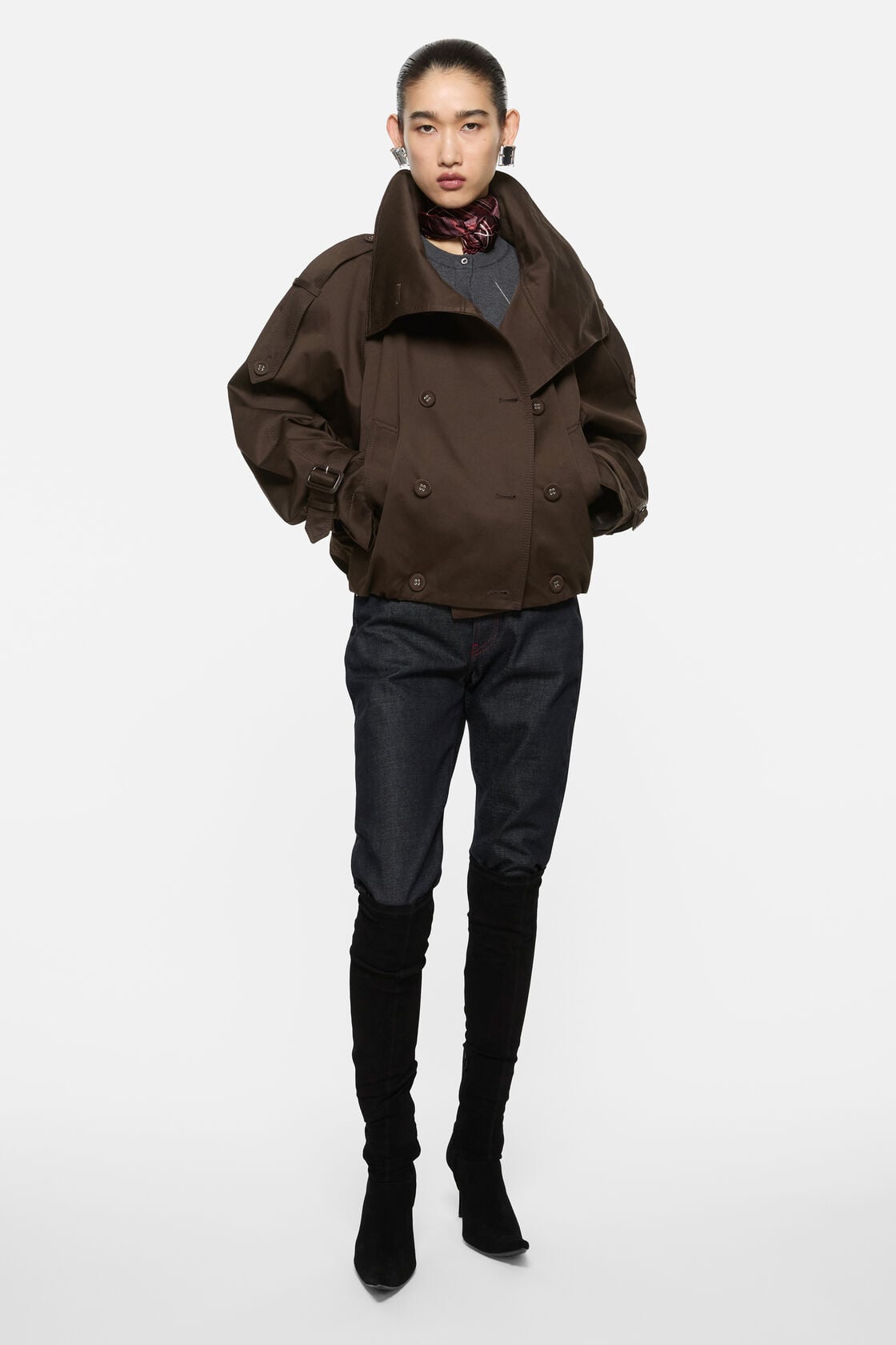 Short trench coat - Chestnut brown
