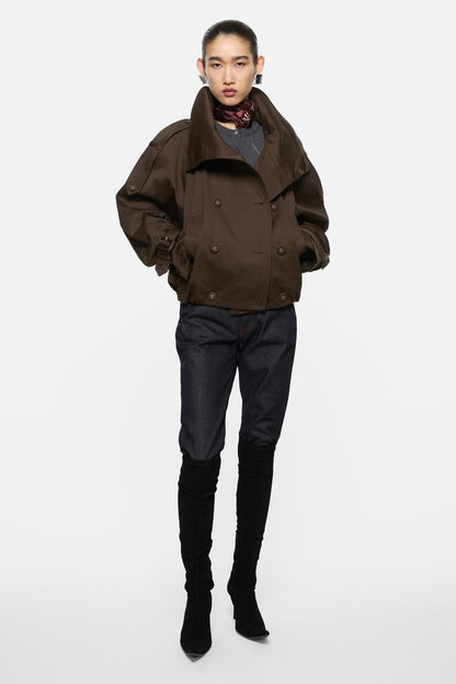 Short trench coat - Chestnut brown
