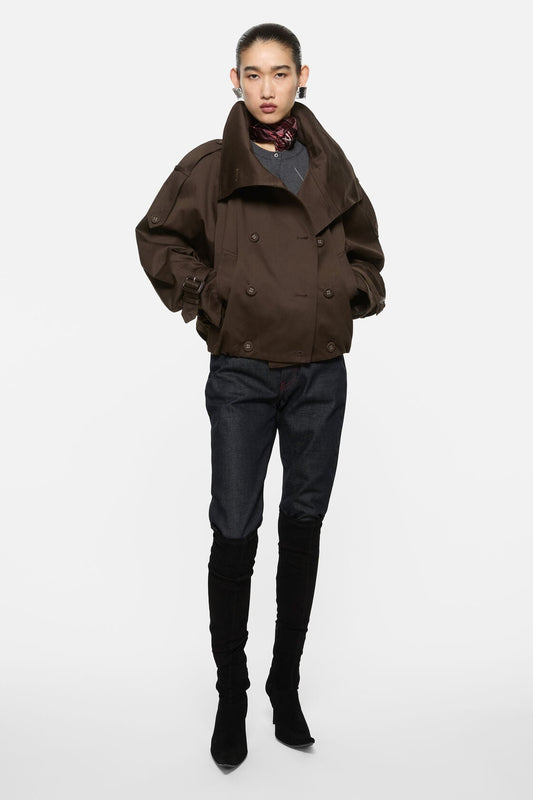 Short trench coat - Chestnut brown