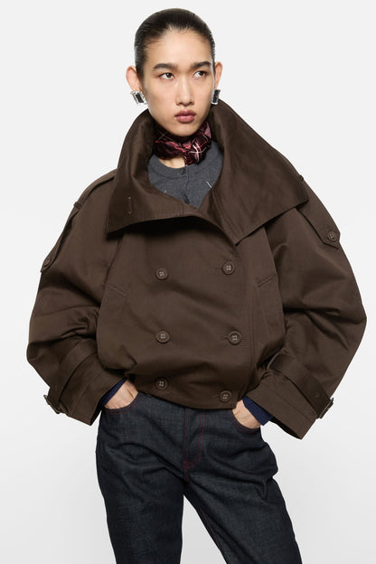 Short trench coat - Chestnut brown