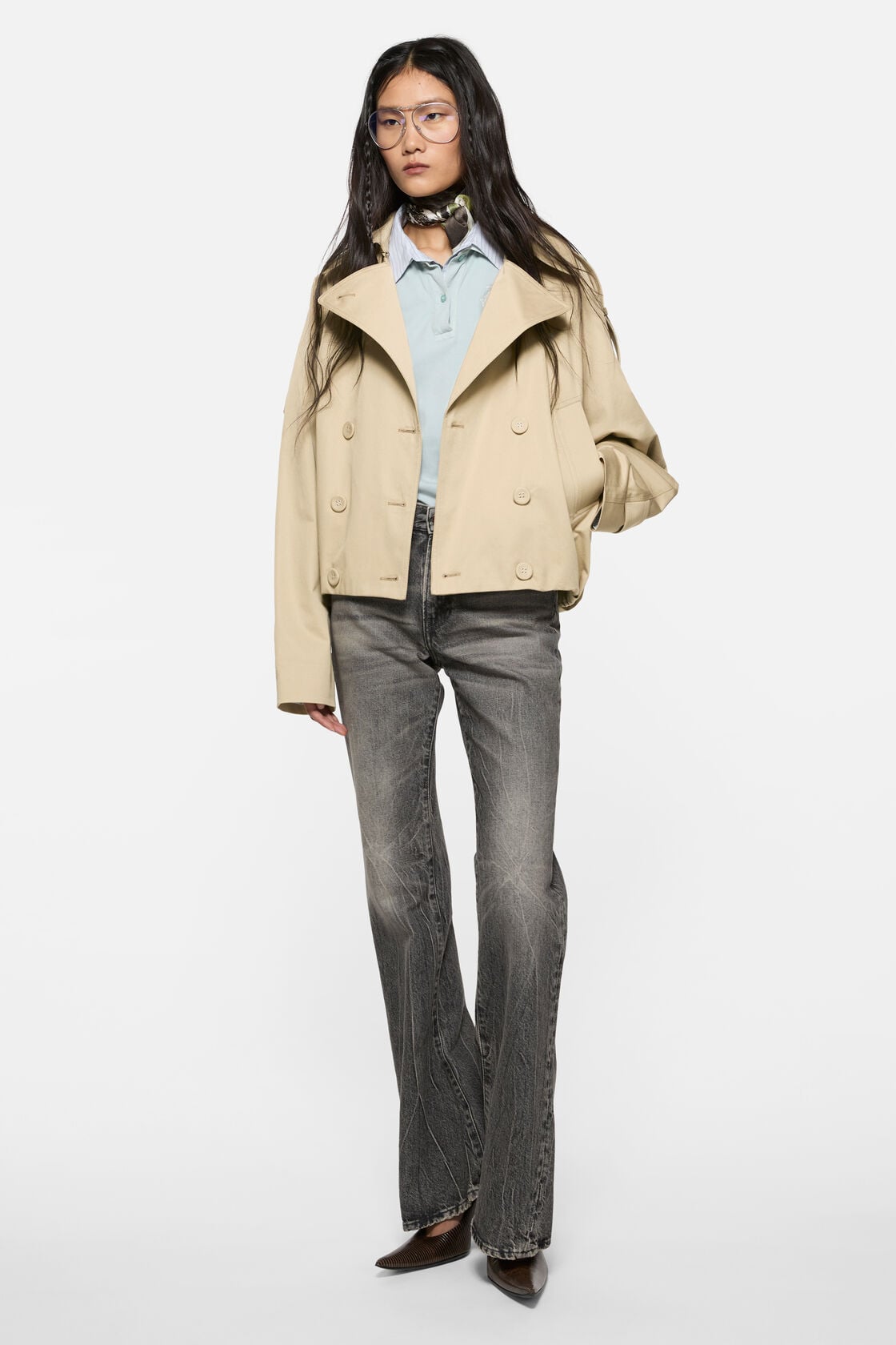 Short trench coat - Pale beige