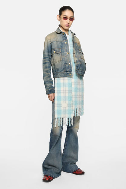 Scraped denim jacket - Mid Blue