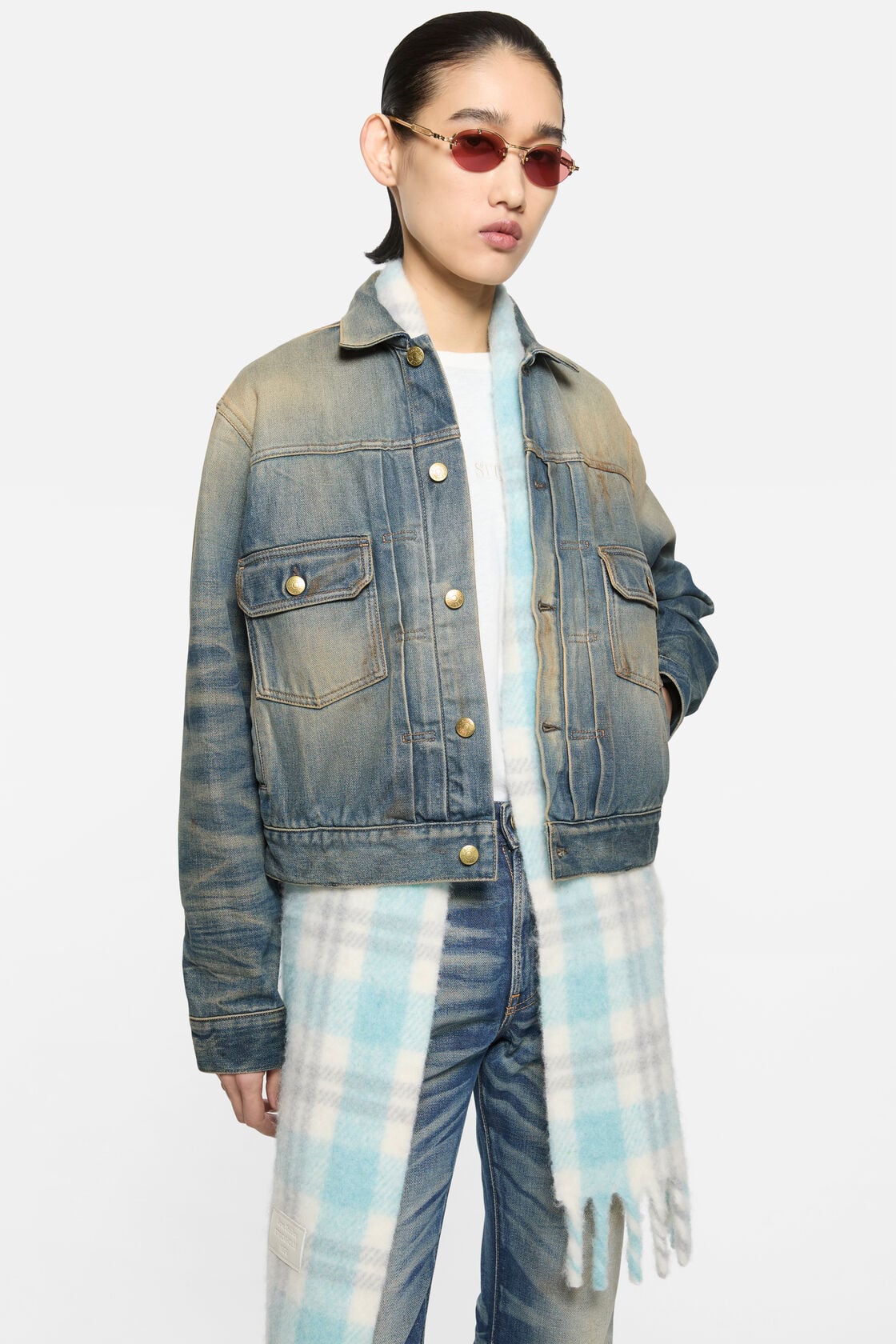 Scraped denim jacket - Mid Blue