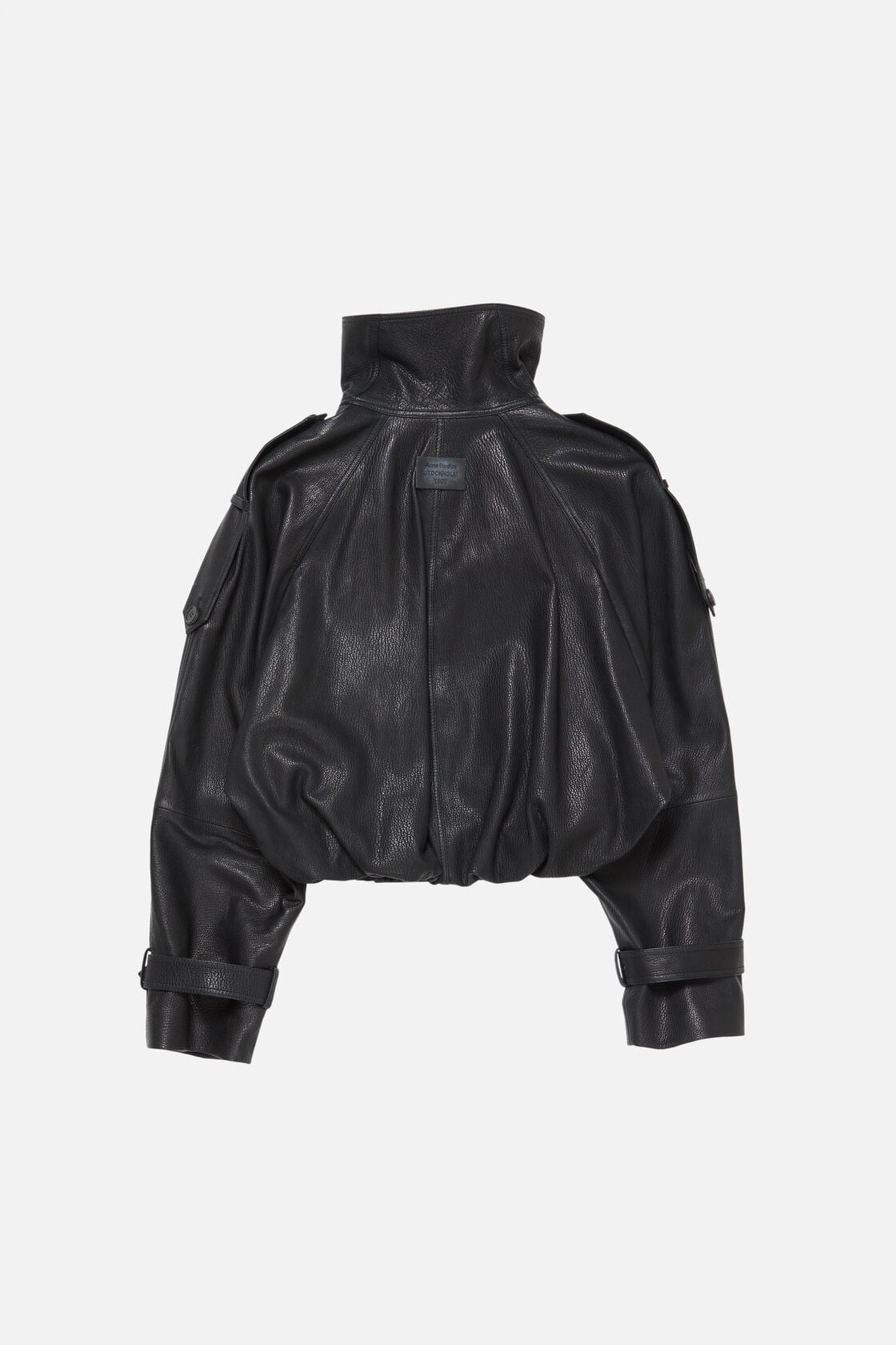 Cropped leather trench coat - Black
