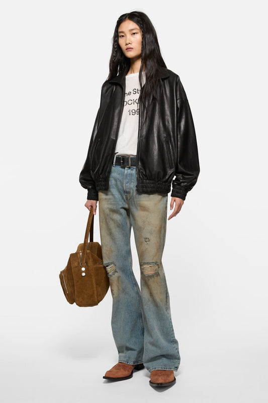 Leather blouson - Black