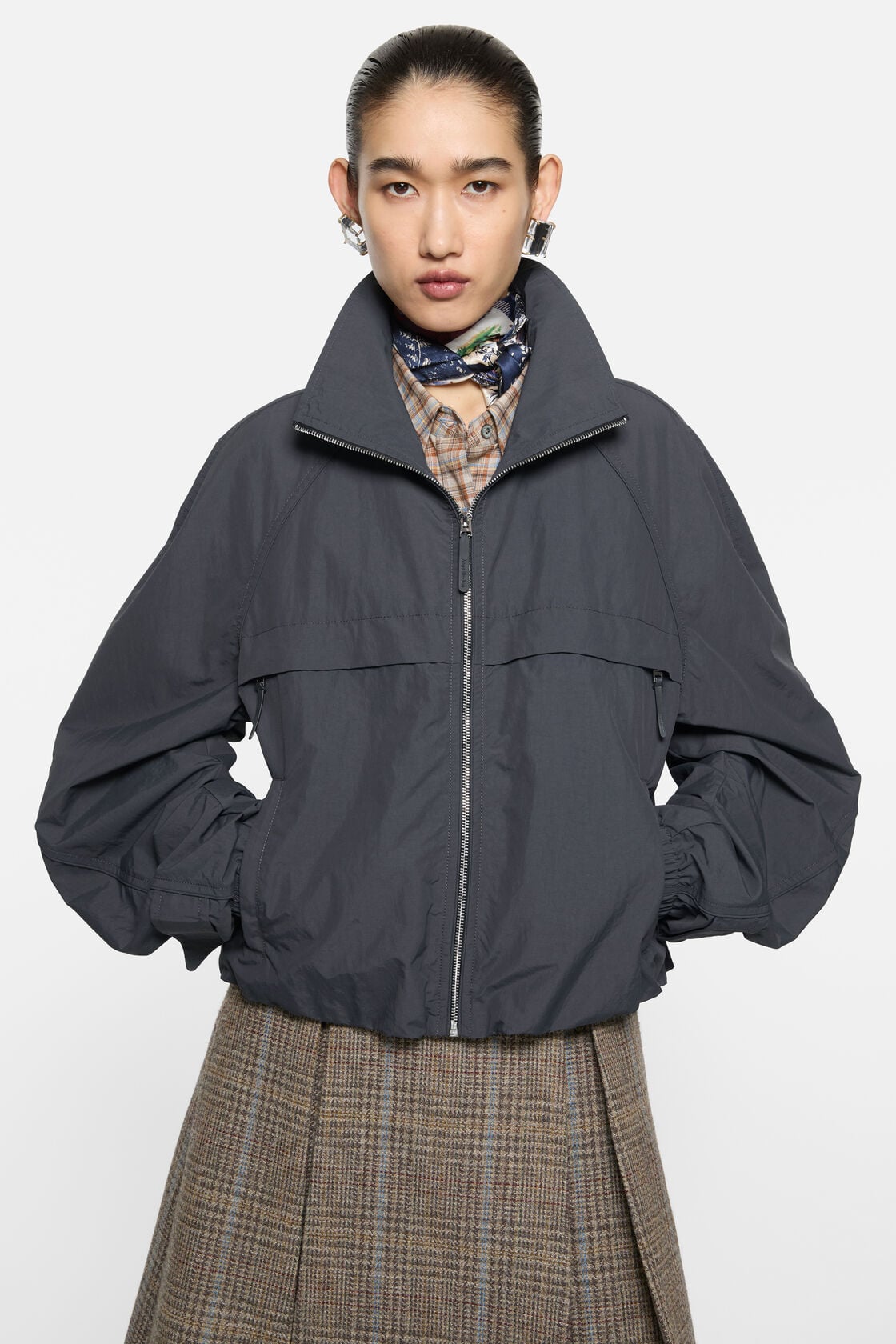 Nylon logo jacket - Steel grey